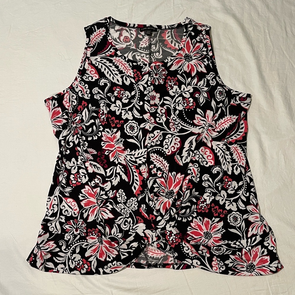 Lane Bryant Beautiful Black and Pink Floral Tank Top Size 18/20